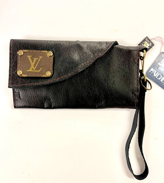 Tri Fold Wristlet Wallet, Solid Color Options -Holds large phone too - Patches Of Upcycling