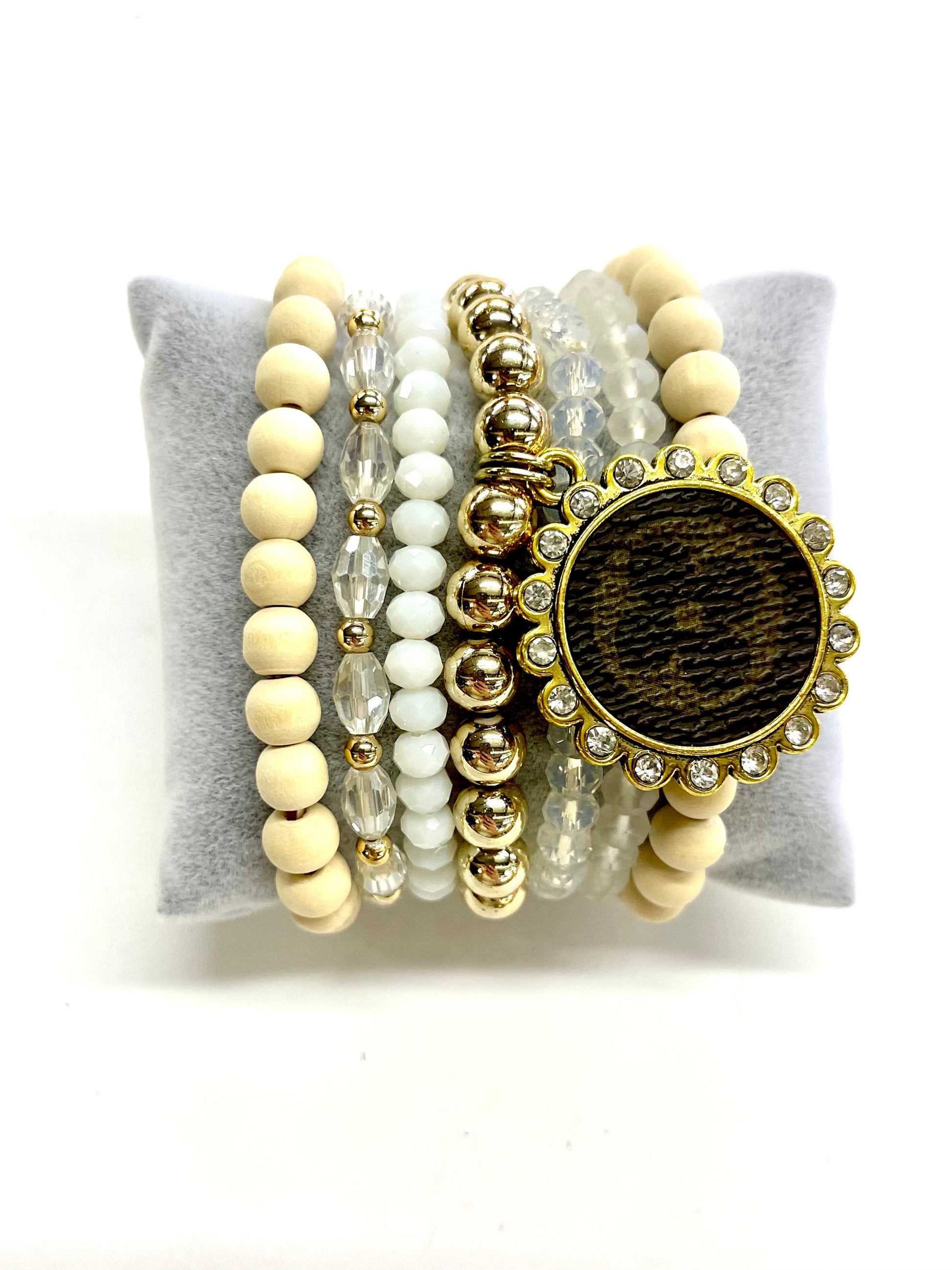 Foundational- Stacked Bracelet set- Gold clear - Patches Of Upcycling