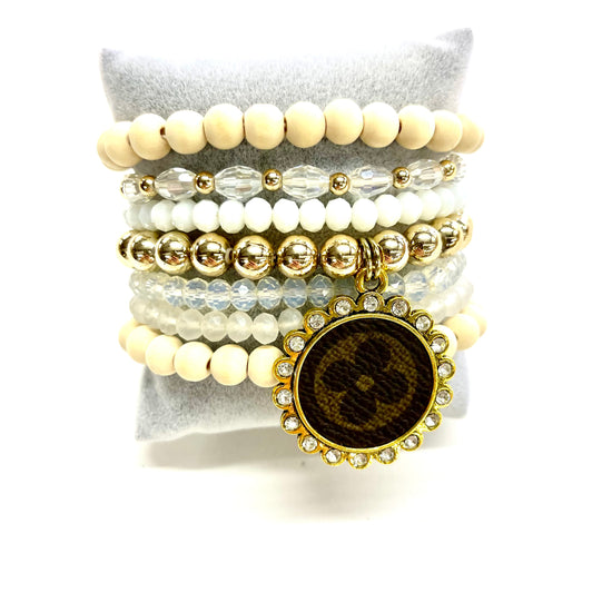 Foundational- Stacked Bracelet set- Gold clear - Patches Of Upcycling