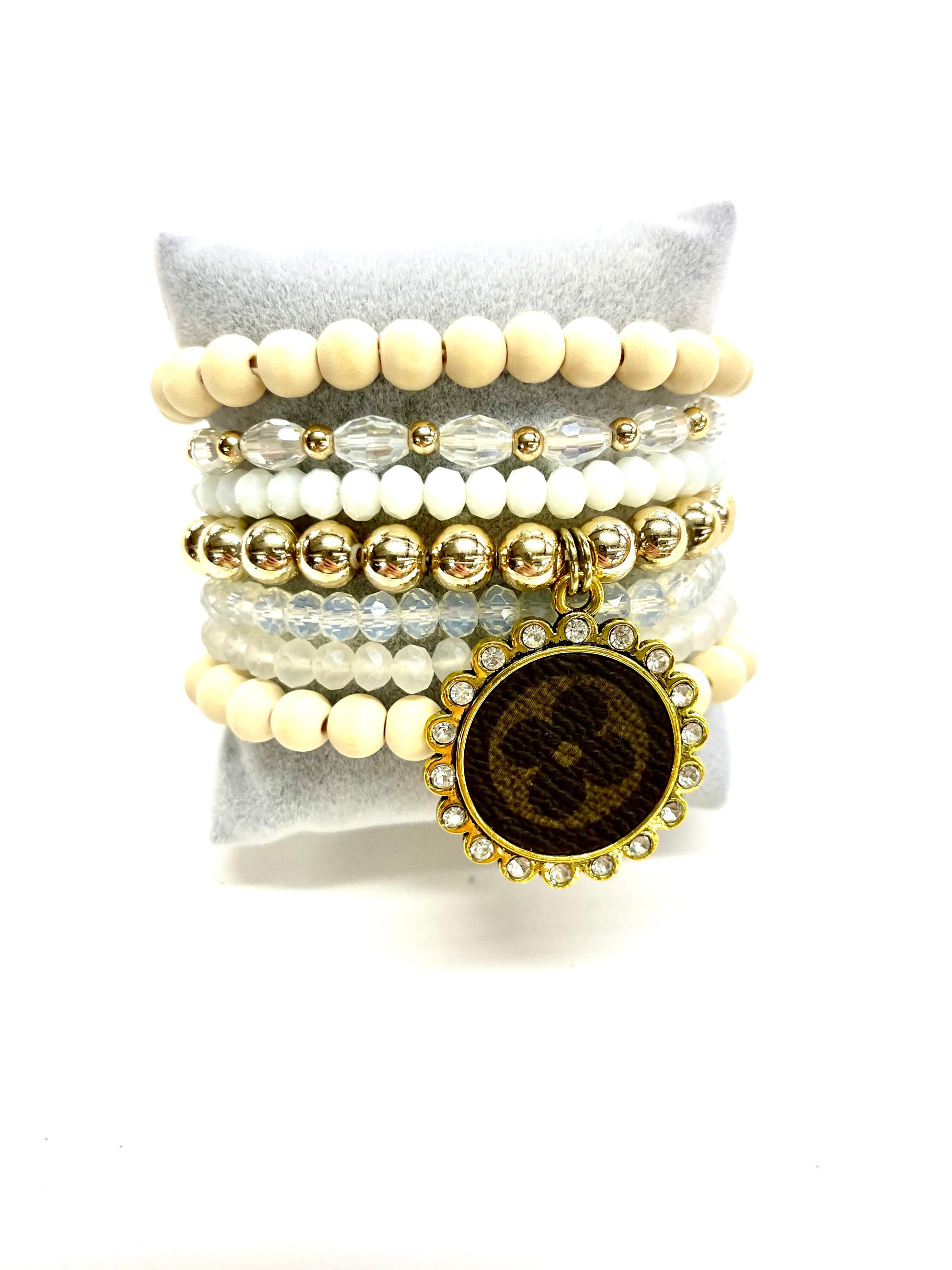 Foundational- Stacked Bracelet set- Gold clear - Patches Of Upcycling