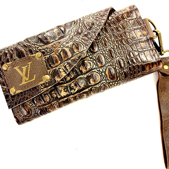 Tri Fold Wristlet Wallet, Embossed colors - Patches Of Upcycling