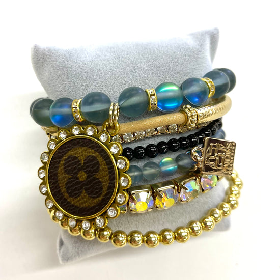 Mermaid- Stacked Bracelet set- gold clear - Patches Of Upcycling