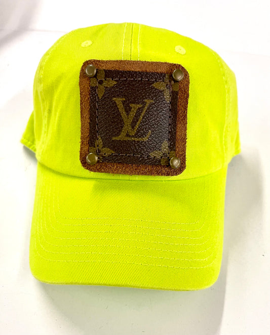 LL24 Neon Lime Dad Hat Brown/Antique