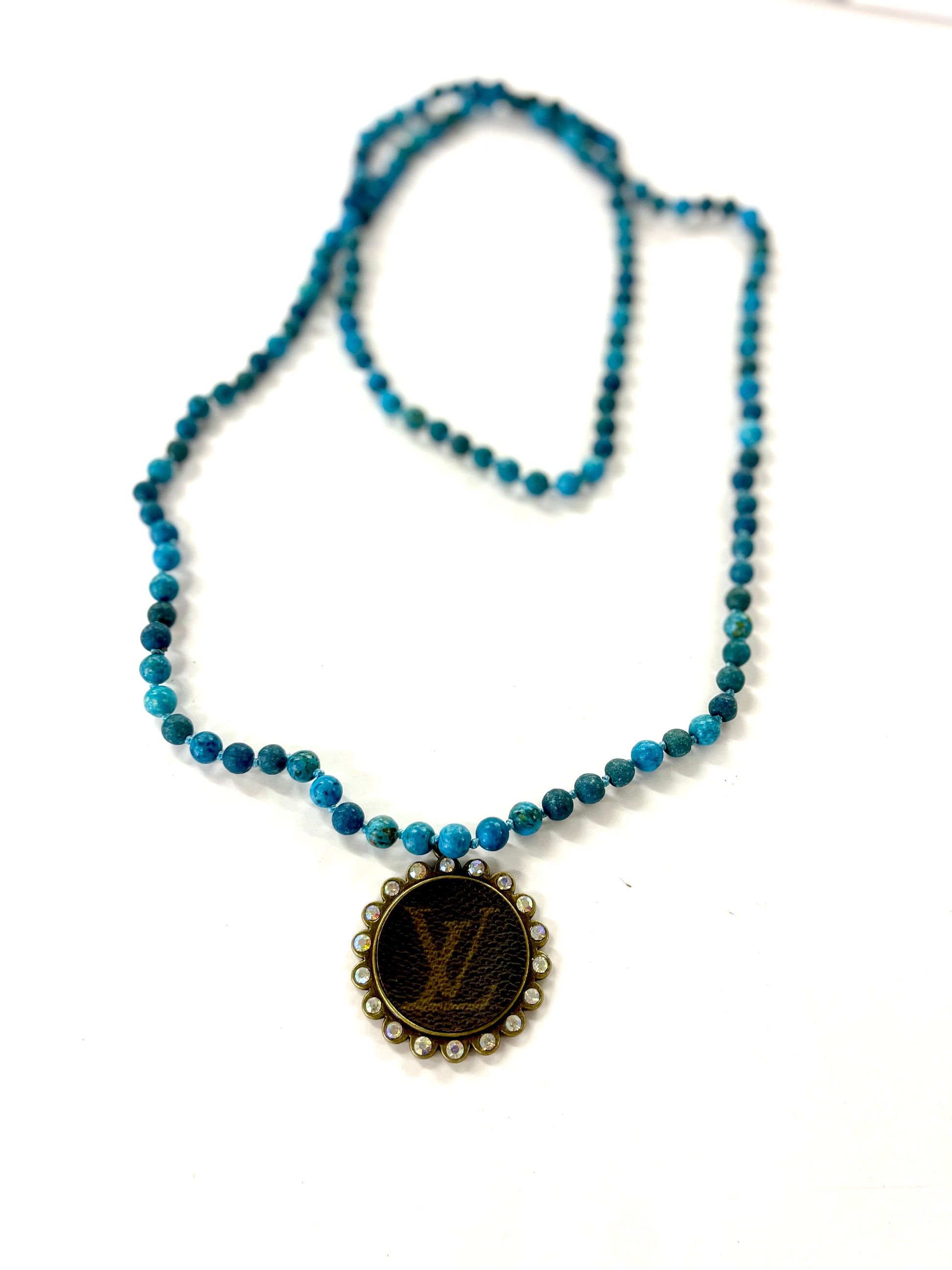 Stone- Jodi necklace with large teardrop pendant - Patches Of Upcycling