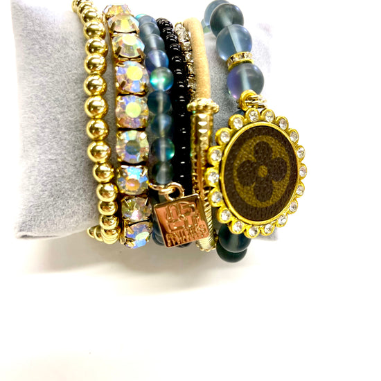 Mermaid- Stacked Bracelet set- gold clear - Patches Of Upcycling