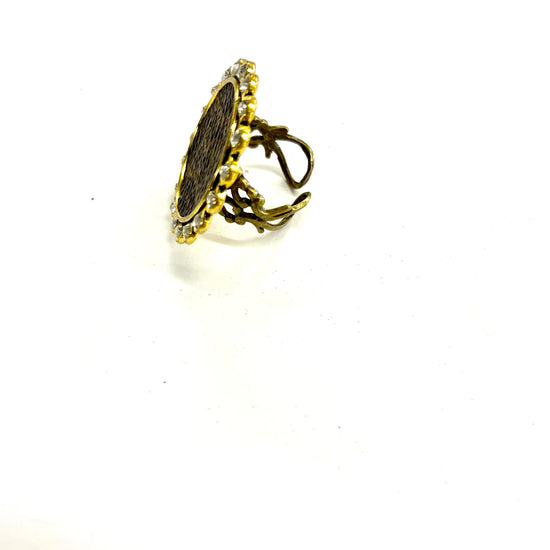 Round Gold Bling Flourish Ring - Patches Of Upcycling