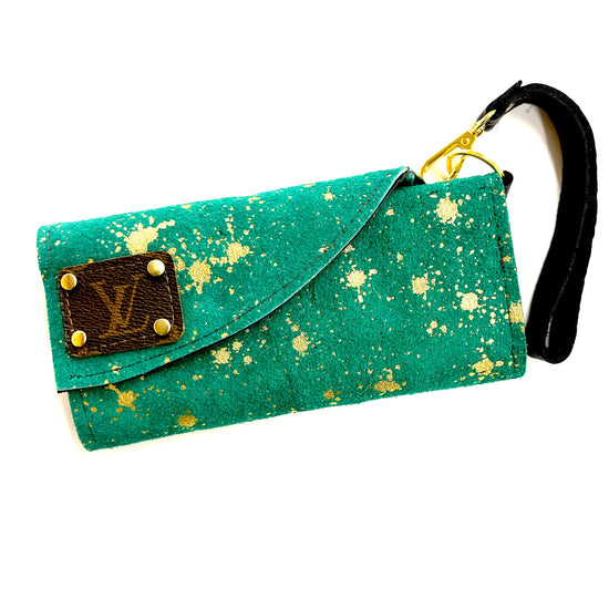 Tri Fold Wristlet Wallet, Embossed colors - Patches Of Upcycling