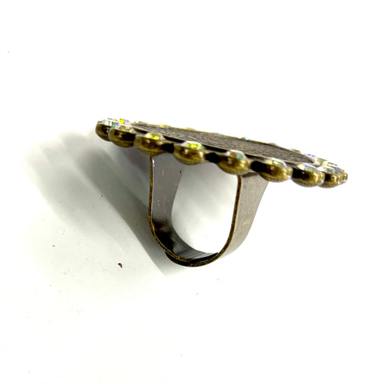 Upside down Teardrop Bling LV Ring - Patches Of Upcycling