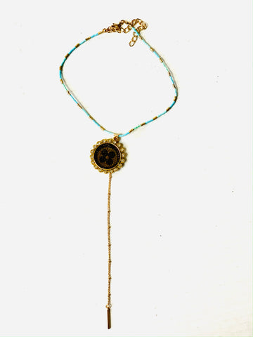 Choker small blue/gold - Patches Of Upcycling