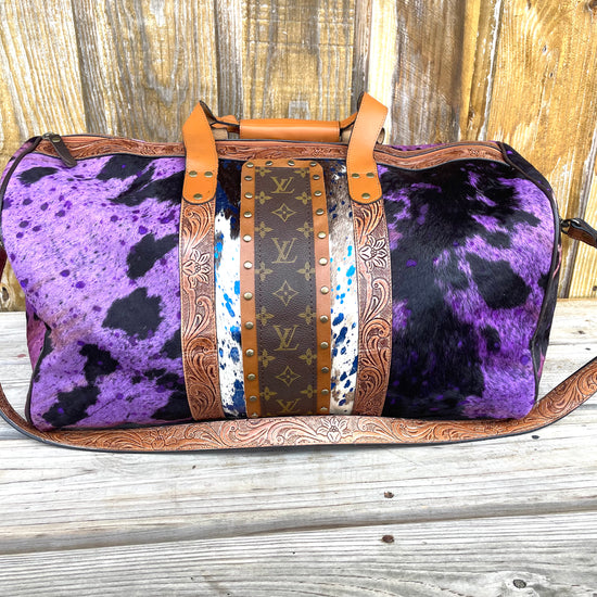 Large duffel HOH purple with blue acid wash (4LV) - Patches Of Upcycling