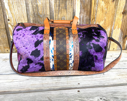 Large duffel HOH purple with blue acid wash (4LV) - Patches Of Upcycling