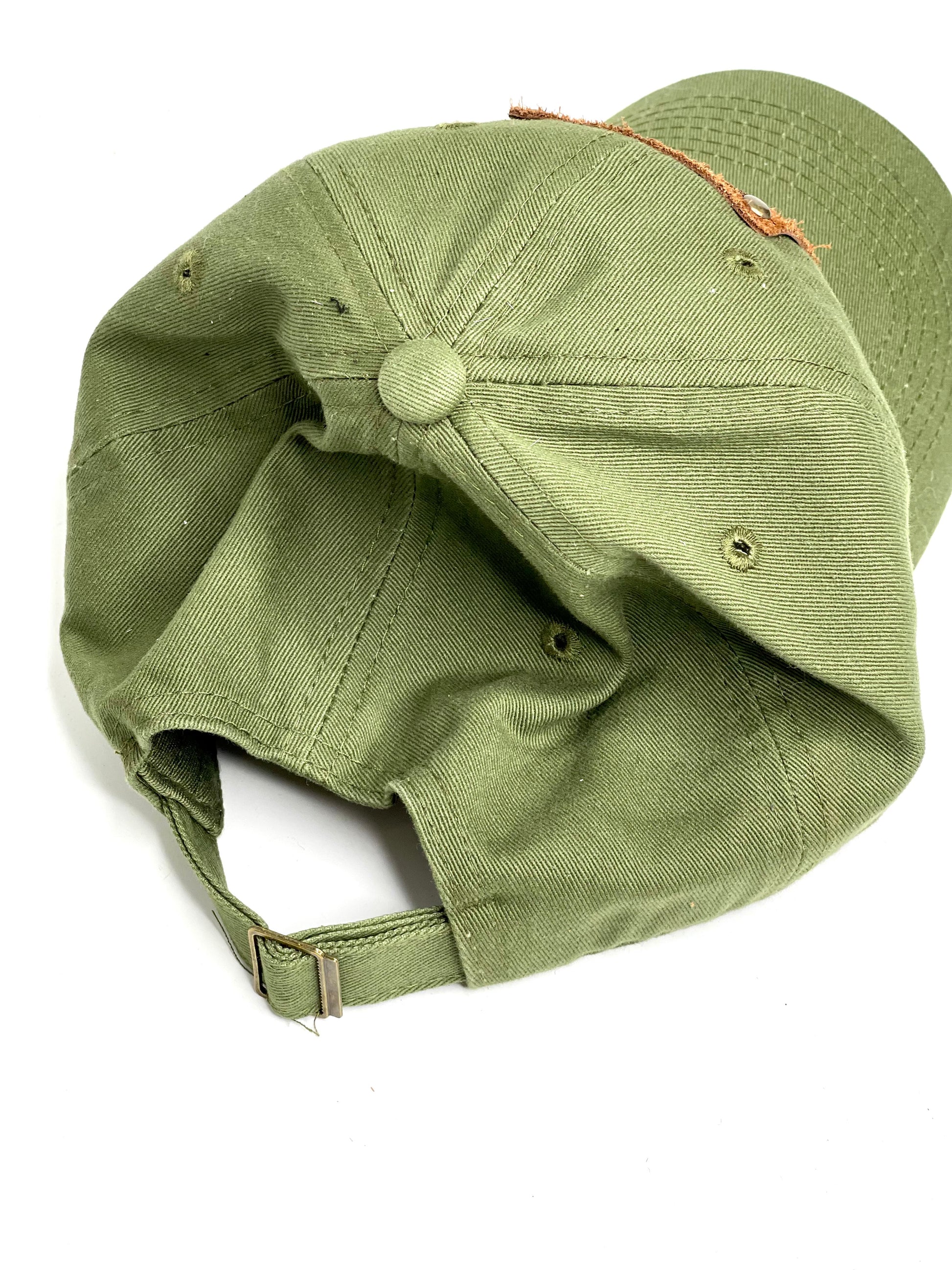 LL7 - Pea Green Dad Hat Brown/Antique - Patches Of Upcycling