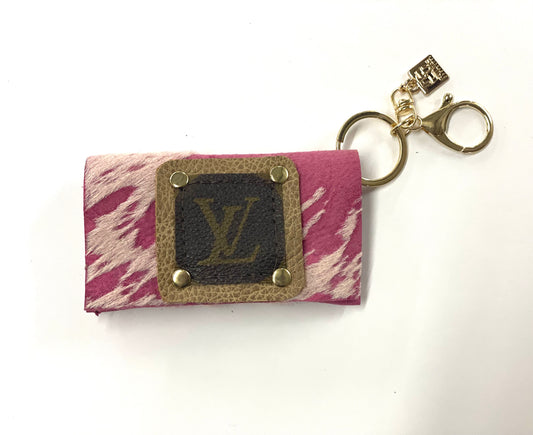 Cardholder pink acid with LV patch - Patches Of Upcycling