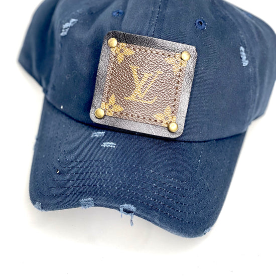 GG3 - Navy Distressed Dad Hat Black/Antique - Patches Of Upcycling