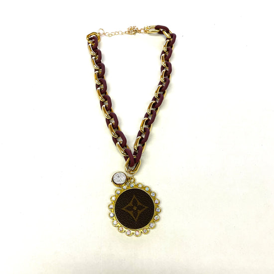 Chain necklace dark purple/gold - Patches Of Upcycling
