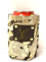 Koozie in gold acid washed zebra - Patches Of Upcycling