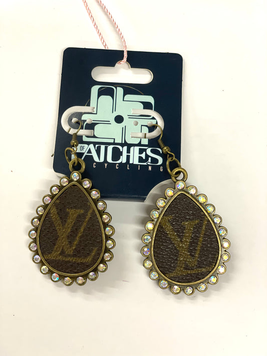 Medium teardrop LV earrings - Patches Of Upcycling