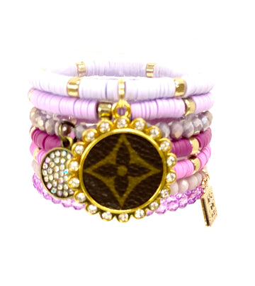 Purple Pixie Stacked Bracelet set- Gold Clear - Patches Of Upcycling