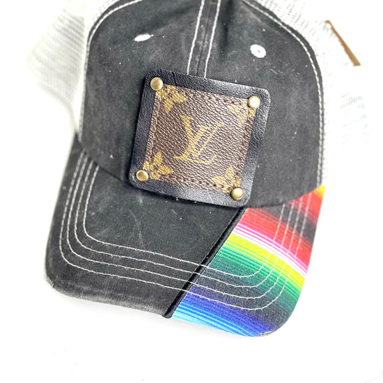 WW2 - Side Serape Pony Hat, Black/Antique - Patches Of Upcycling