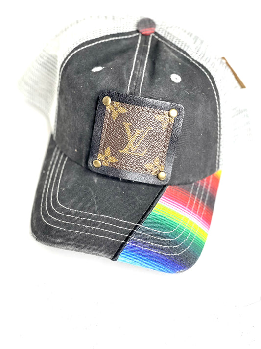 WW2 - Side Serape Pony Hat, Black/Antique - Patches Of Upcycling