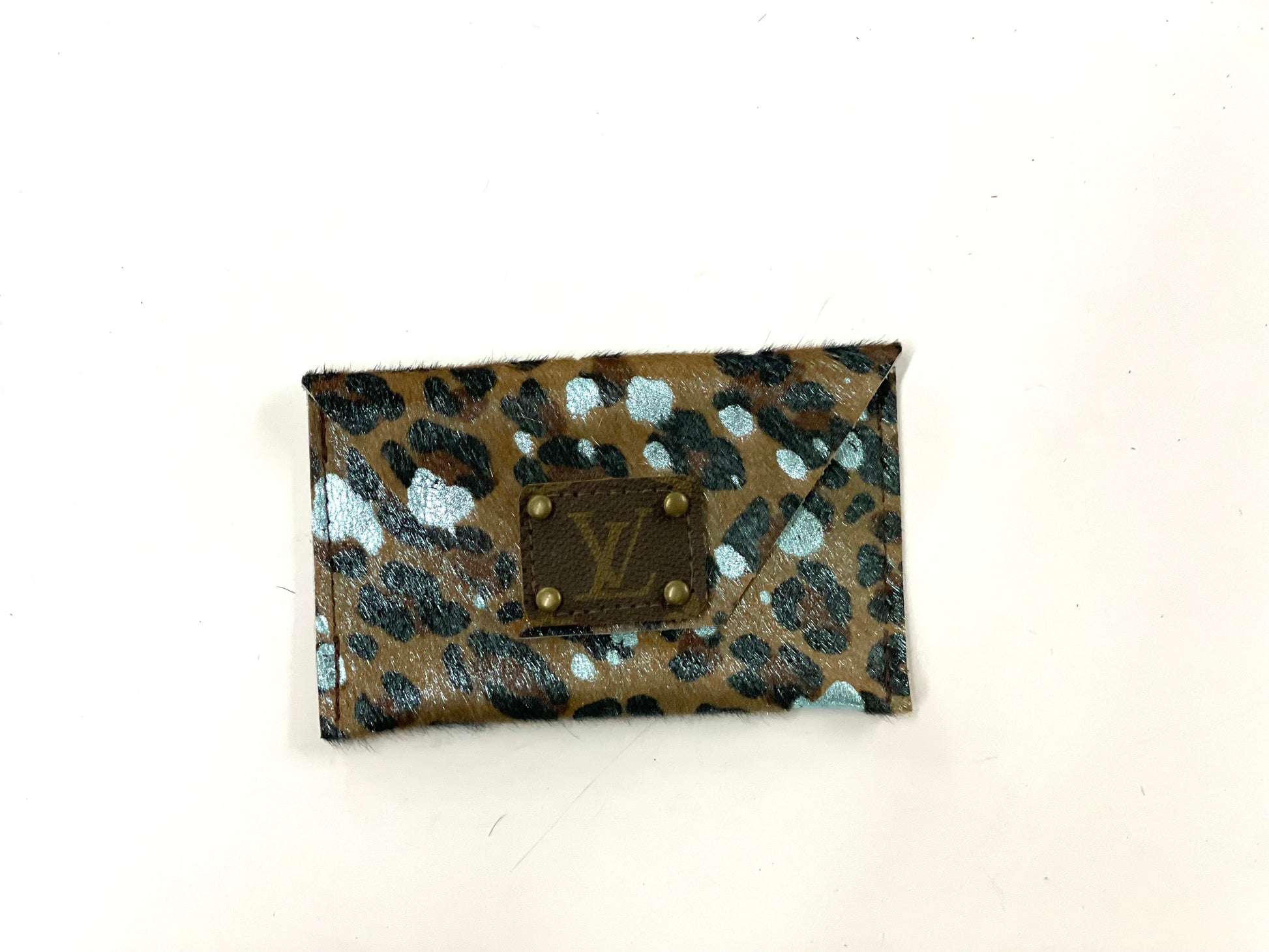 Blue acid Leopard HOH - Large Card Holder - Patches Of Upcycling