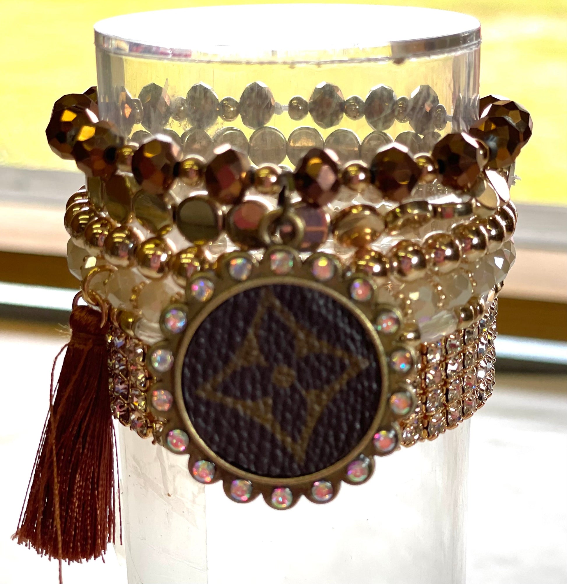 Gold and Brown Stacked bracelet Gold AB - Patches Of Upcycling