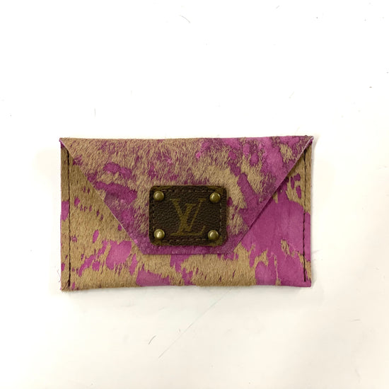 Tan & Pink acid HOH- Large Card Holder - Patches Of Upcycling
