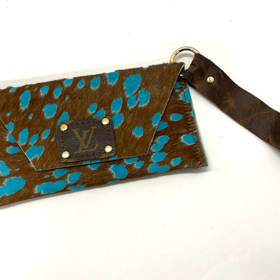 Brown Acid Turquoise HOH Petite Snap Wristlet - Patches Of Upcycling