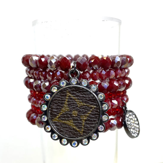 Ruby Stacked Bracelet set- Black Clear - Patches Of Upcycling