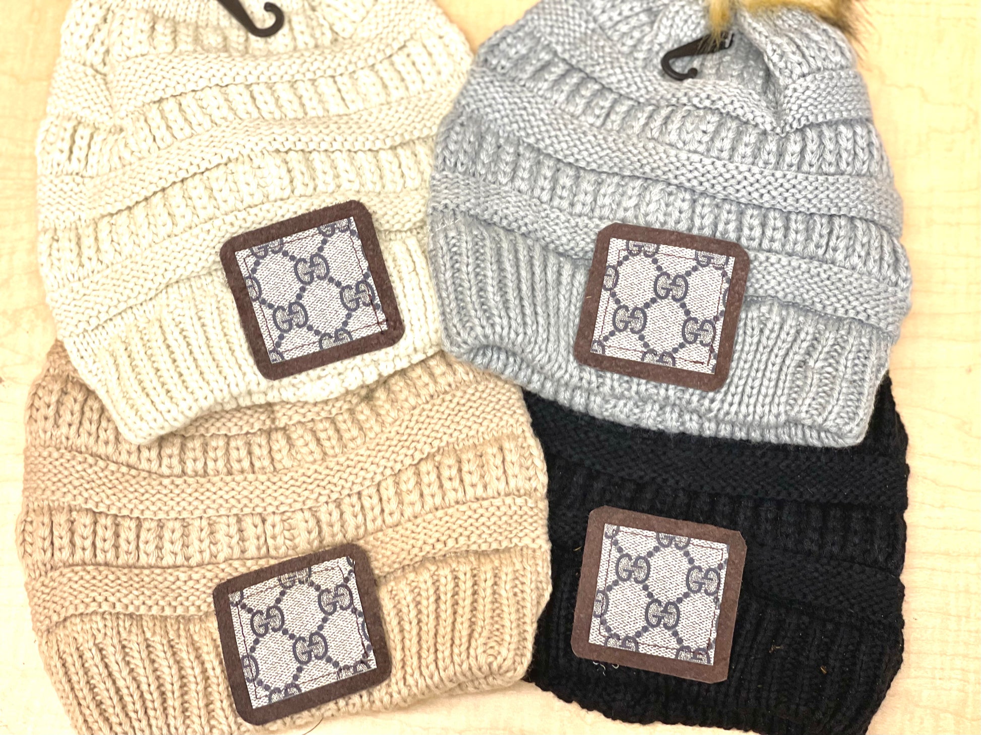 Beanie with Gg patch and antique hardware - Patches Of Upcycling