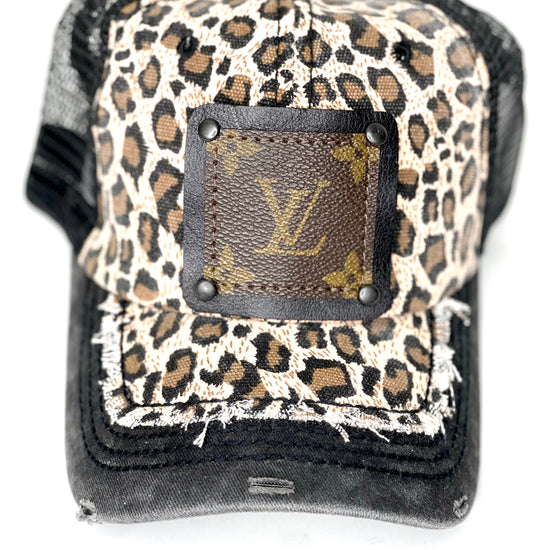 D2 - Brown Leopard with Black trim brim Black/Black - Patches Of Upcycling
