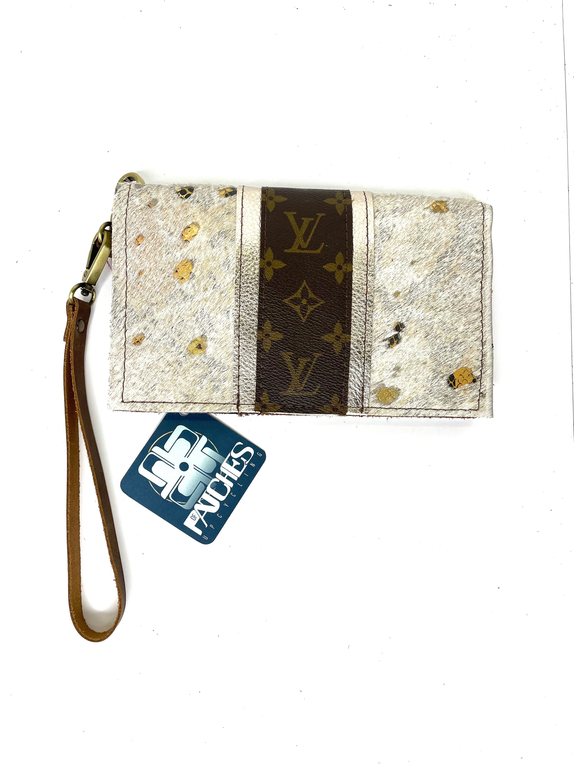 Small Crossbody (with LV Strip) acid washed Gold Croc – Patches Of Upcycling