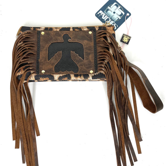 Jill Crossbody and Wristlet wallet leopard with eagleshape - Patches Of Upcycling