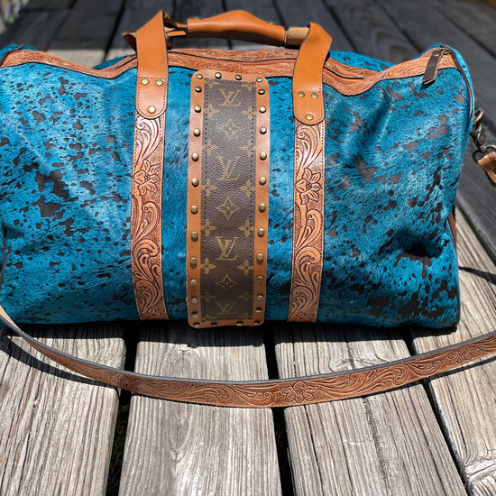 Large duffel HOH blue acid wash (4LV) - Patches Of Upcycling
