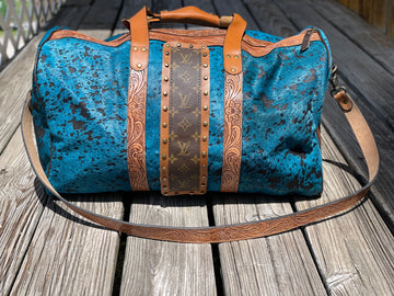 Large duffel HOH blue acid wash (4LV) - Patches Of Upcycling