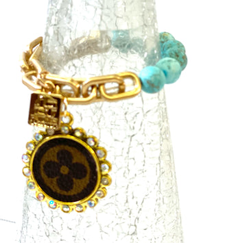 Stone- (agate)Turquoise half chain bracelet - Patches Of Upcycling
