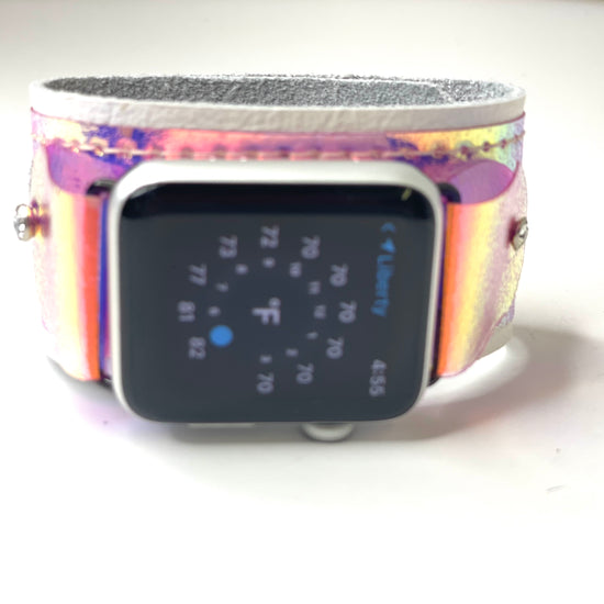 iwatch band pink iridescent (small) - Patches Of Upcycling