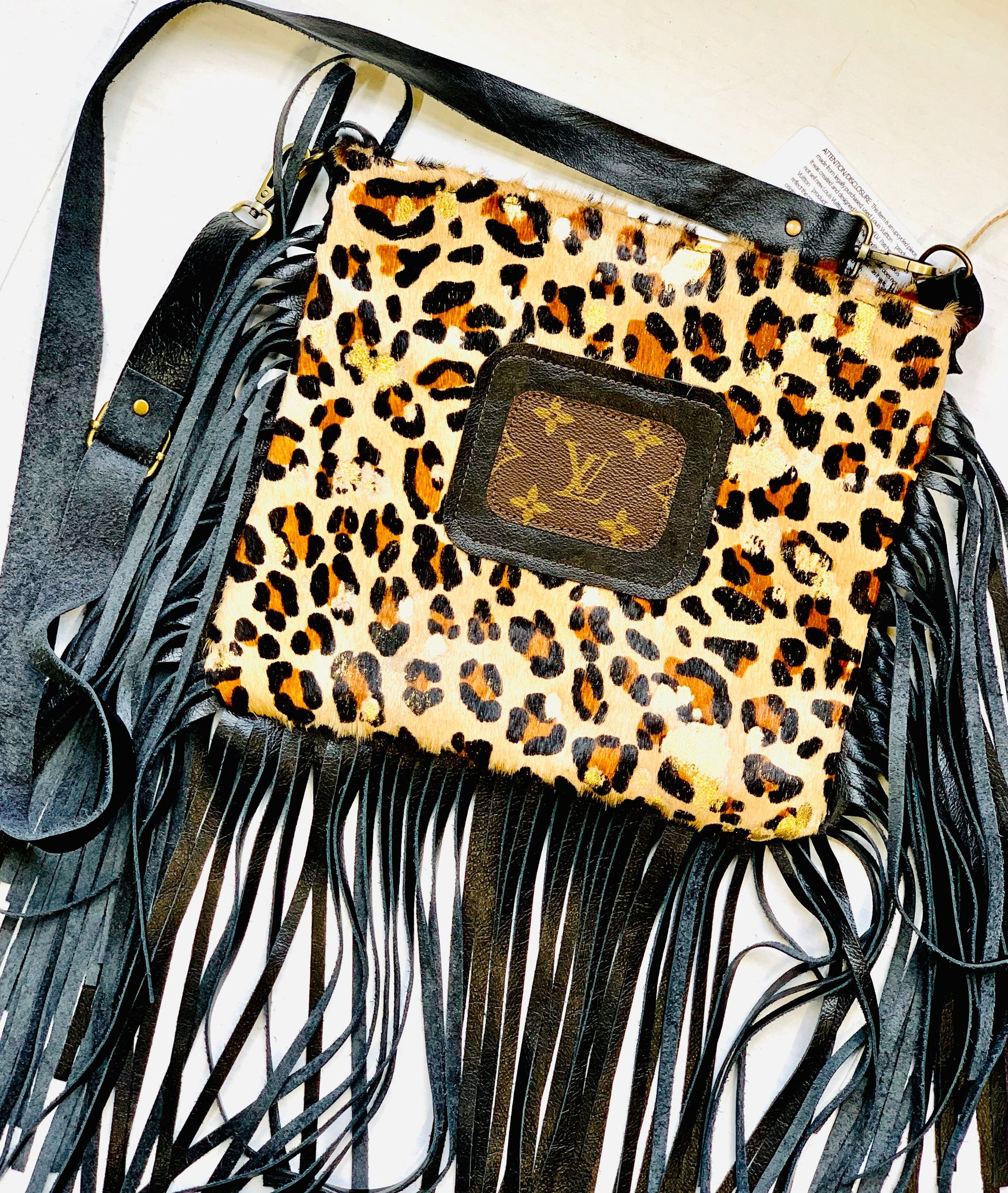 Medium Crossbody in Leopard - Patch in Black - Patches Of Upcycling