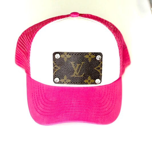 Trucker Foam Hats in Pink, medium no border patch/rhinestone - Patches Of Upcycling