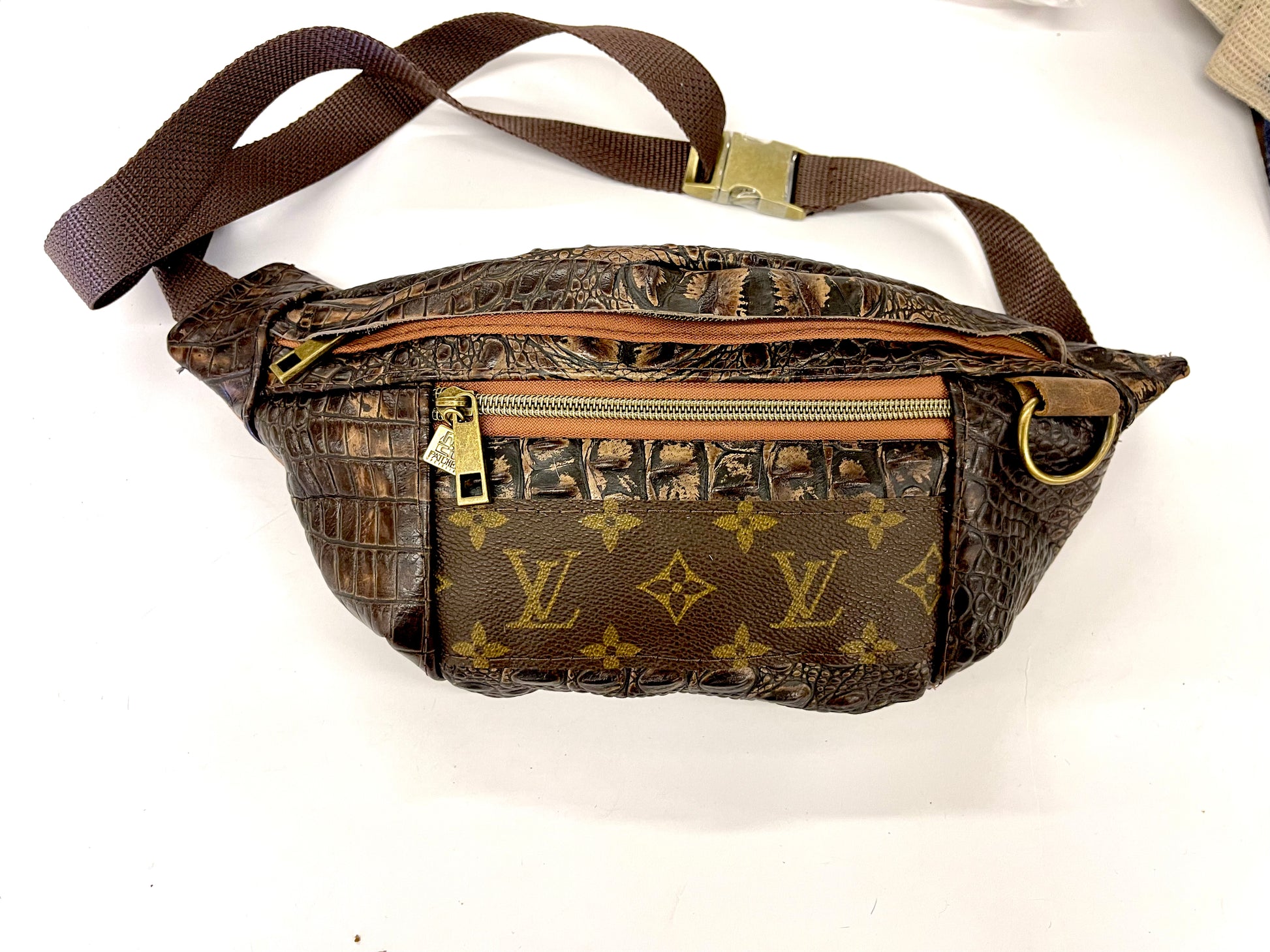 Bum Bag Strip or PATCH LV Embossed Leather Colors - Patches Of Upcycling