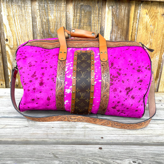 Large duffel HOH hot pink acid wash (4LV) - Patches Of Upcycling