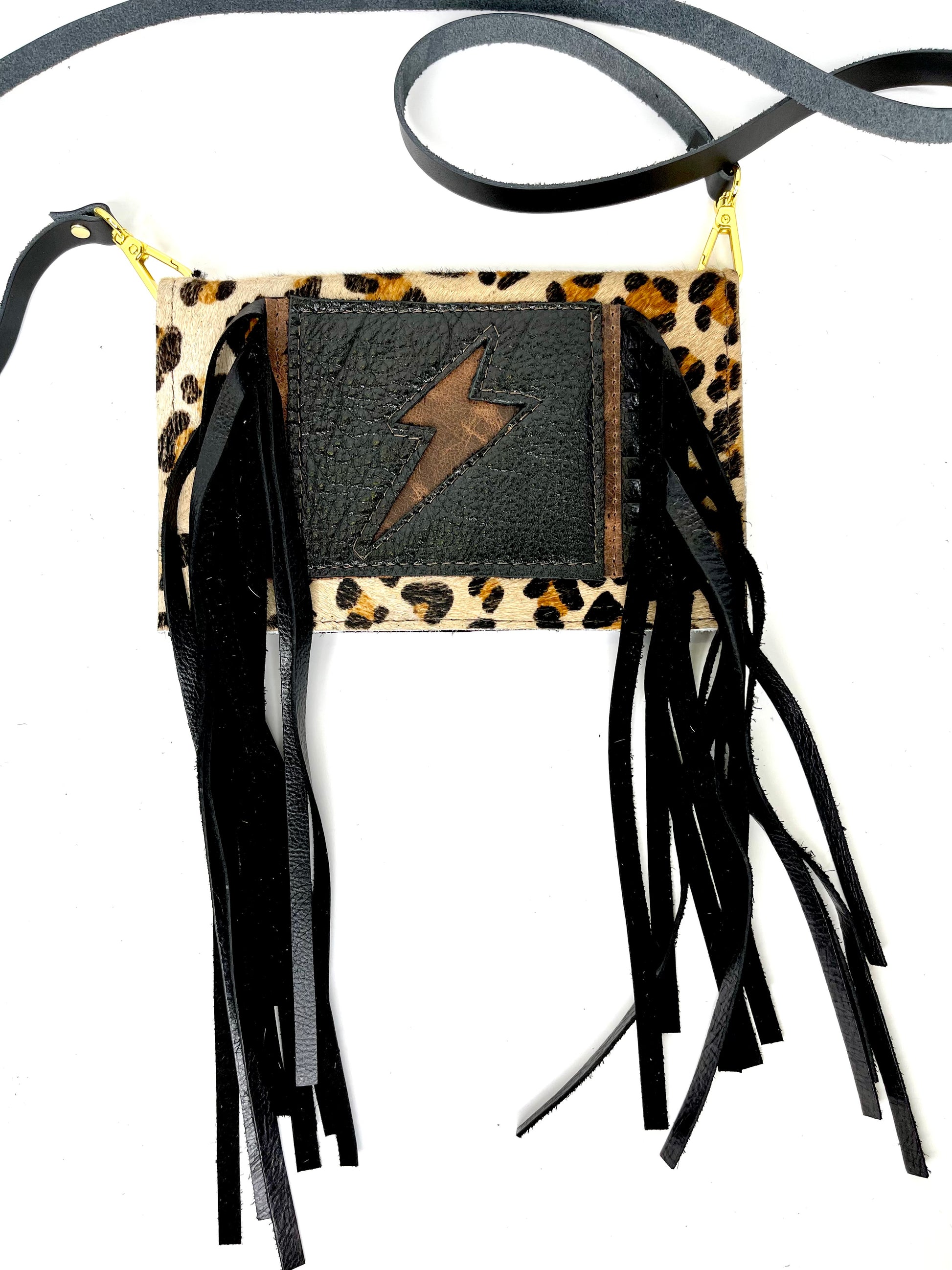 Small Crossbody patch Lightening leopard - Patches Of Upcycling