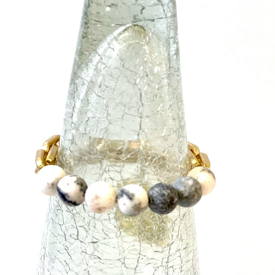 Stone- Agate half chain bracelet - Patches Of Upcycling