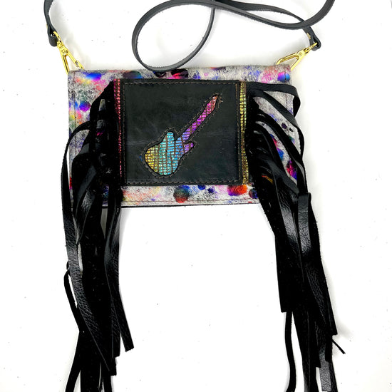 Small Crossbody patch Guitar Rainbow Acid - Patches Of Upcycling