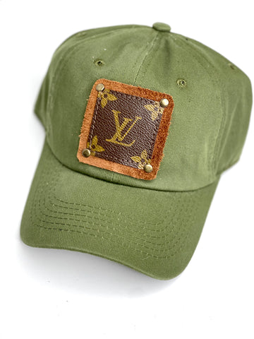 LL7 - Pea Green Dad Hat Brown/Antique - Patches Of Upcycling