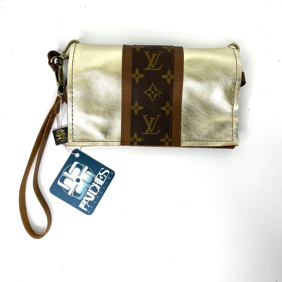 Small Crossbody (with LV Strip) Gold - Patches Of Upcycling