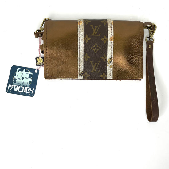 Small Crossbody (with LV Strip) Shiny Antique with acid HOH Snake - Patches Of Upcycling