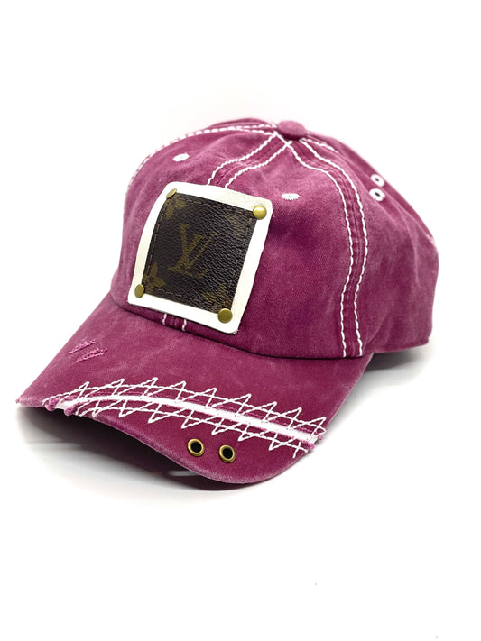 W3 - Maroon baseball hat with white stitching White/Antique - Patches Of Upcycling