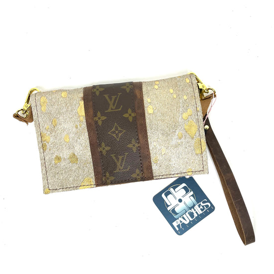 Small Crossbody (with LV Strip) acid washed Gold - Patches Of Upcycling