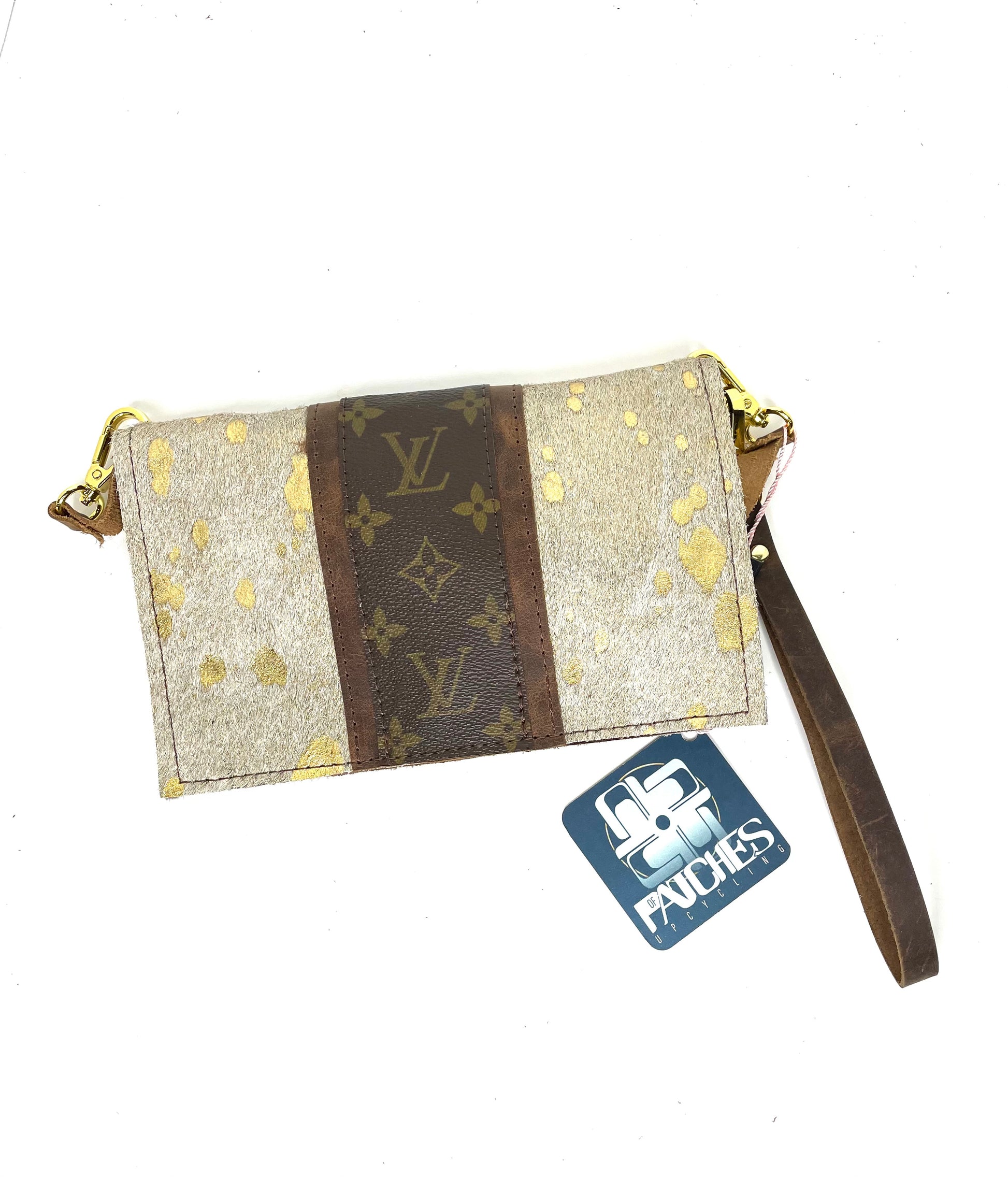 Small Crossbody (with LV Strip) acid washed Gold - Patches Of Upcycling